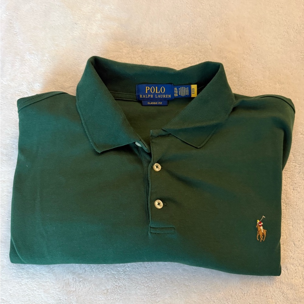 Ralph Lauren Forest Green Classic Fit Polo Soft Cotton XL